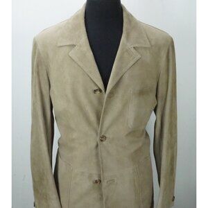 Brioni Brown Perforated Leather Mens Jacket Coat Sz L Made in Italy
